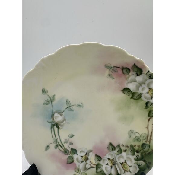 Antique Rosenthal Bavaria Germany Hand Painted Porcelain Cake Plate Wild Roses - Picture 3 of 7